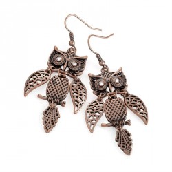 Earring - Burnished rose gold colour crystal owl design...