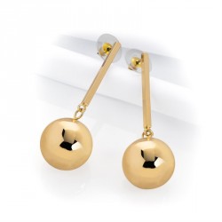 Earring - Gold colour ball drop earrings. - (ER31371)
