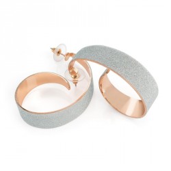 Earring - Rose gold and silver colour glitter round twist...