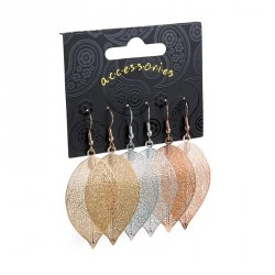 Earring set - Three pairs gold, silver and rose gold...