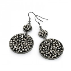Earring - Hematite colour drop earrings. - (ER31356)