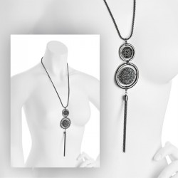 Necklace - Hematite colour bead chain necklace. - (N31355)