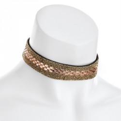 Necklace - Gold and topaz colour crystal heat seal choker...