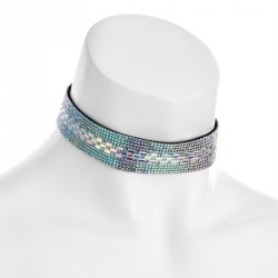 Necklace - Silver colour AB crystal heat seal choker...