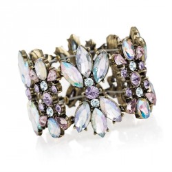 Bracelet - Burnished gold colour multi pastel crystal and...