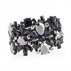 Bracelet - Black enamel, jet and hematite bead...