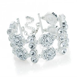 Bracelet - Silver colour crystal chain bracelet. - (BL31348)