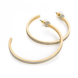 Earring - Gold colour crystal silver glitter effect hoop...
