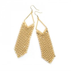 Earring - Gold colour chain mail drop earrings. - (ER31343)