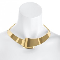 Necklace - Gold colour metal modern design collar...