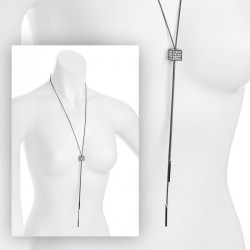 Necklace - Hematite colour crystal cube chain necklace. -...