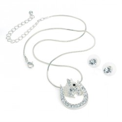 Necklace & Earring set - Silver colour horse shoe design...