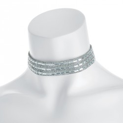Necklace - Rhodium colour and heat seal crystal choker...