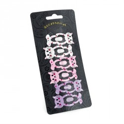 Hair clip set - Six piece white, pink and lilac cat...