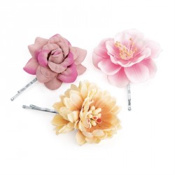Hair flower set - Three piece pink and orange tone flower...