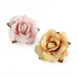 Hair flower set - Two piece green and dusty pink tone...