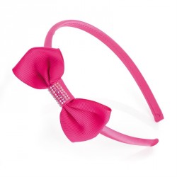 Hairband - Fuchsia pink and AB crystal look bow headband....