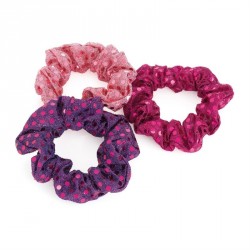 Hair scrunchie set - Three piece pink, fuchsia and purple...