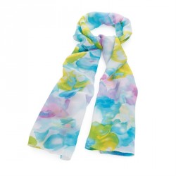 Scarf - Blue and green tone flower print scarf - (SC31288)