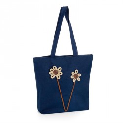 Bag - Navy flower rope design bag. - (BG31249)