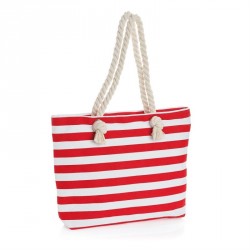Bag - Red and white stripe rope handle bag. - (BG31238)
