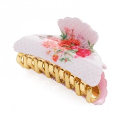 Hair clip - Pink tone flower design hair claw clip. -...