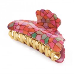 Hair clip - Pink tone shell effect hair claw clip. -...