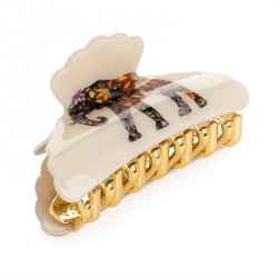 Hair clip - Cream tone elephant design hair claw clip. -...
