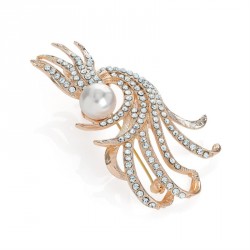 Brooch - Light rose gold colour crystal and cream pearl...