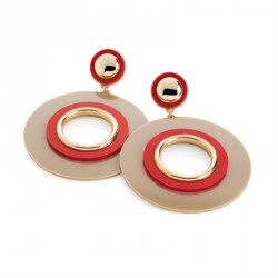 Earrings - Gold colour brown and red tone round earrings....
