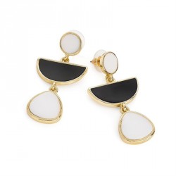 Earring - Gold colour black and white drop earrings. -...