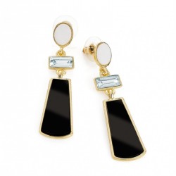 Earring - Gold colour black and white drop earrings. -...