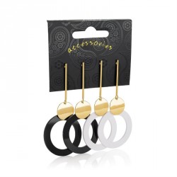 Earring set - Two pairs gold colour black and white set...