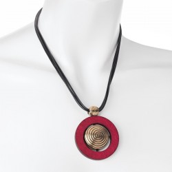 Necklace - Four row burnished gold colour black cord...