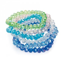 Bracelet set - Six piece AB glass pastel tone elasticated...