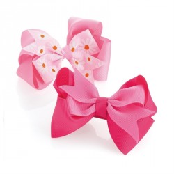 Hair bow set - Two piece pink tone flower design hair bow...