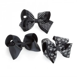 Hair bow set - Three piece black and white pattern hair...
