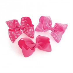 Hair bow set - Three piece pink tone pattern hair bow on...