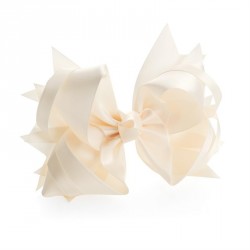 Hair bow - Cream satin look hair bow on clip. - (HA31187)