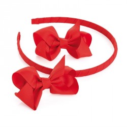 Hairband & Hair bow set - Three piece red hair bow and...