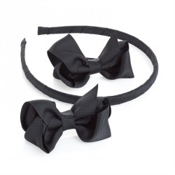 Headband & Hair bow - Three piece black hair bow and...