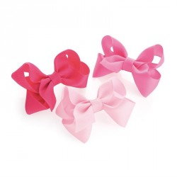 Hair bow set - Three piece pink tone hair bow on clip...