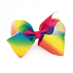 Hair bow - Rainbow colour hair bow on clip. - (HA31175)