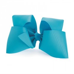 Hair bow - Large turquoise blue colour hair bow on clip....