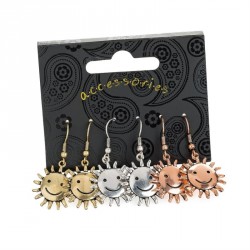 Earring set - Three pairs antique gold, antique silver...