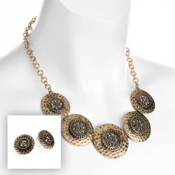Necklace & earring set - Burnished copper colour hematite...