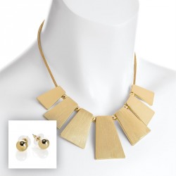Necklace & Earring set - Gold colour metal chain set of...