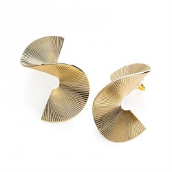 Earring - Gold colour twist design post earrings. -...