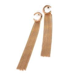 Earring - Rose gold colour chain drop tassel earrings. -...