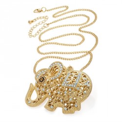 Necklace - Worn gold colour crystal elephant design chain...